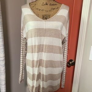 Faded Glory Beige and Cream Striped Tunic